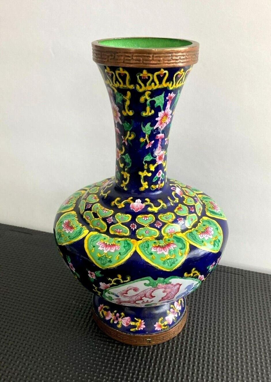Antique Cloisonne Enamele Chinese Vase. 9" .