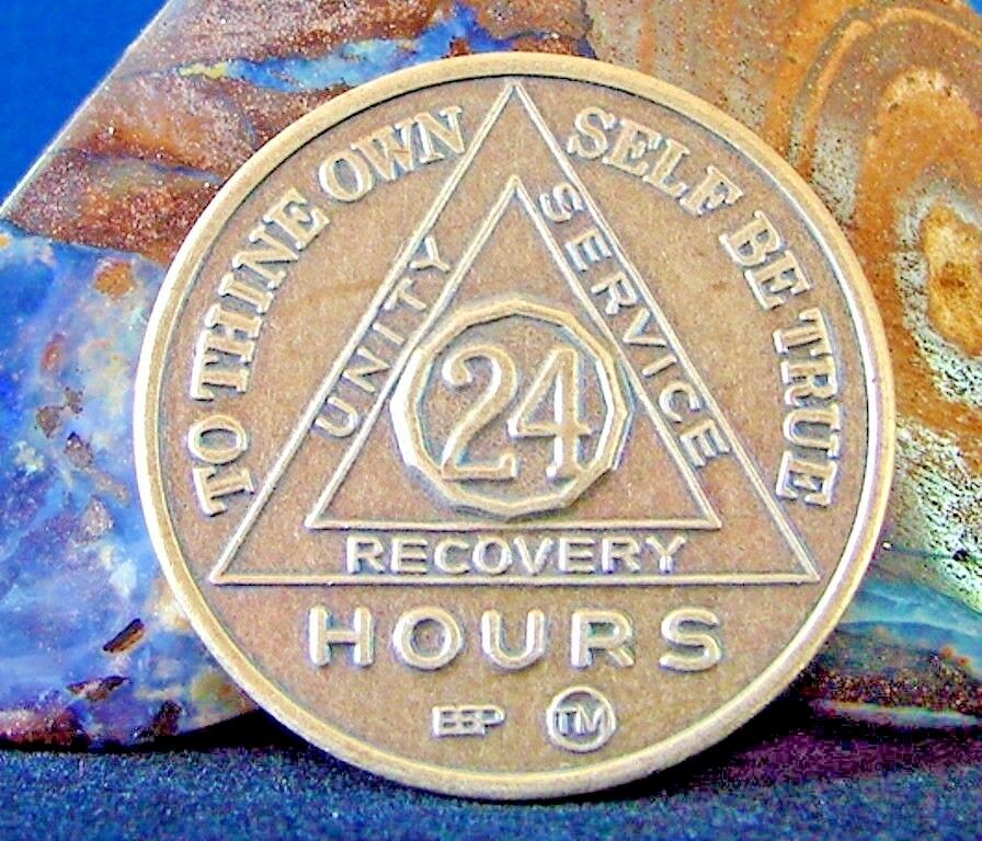 Alcoholics Anonymous Aa 24 Hours Bronze Medallion Token Coin Chip Sobriety Sober